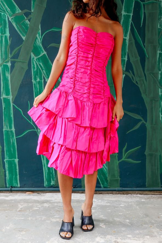 1980's Fuchsia Party Dress