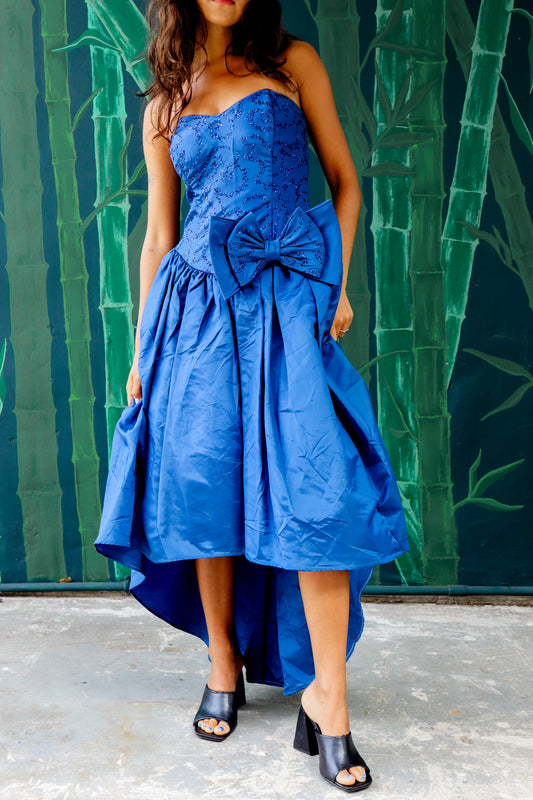 1980's Royal Blue Prom Dress