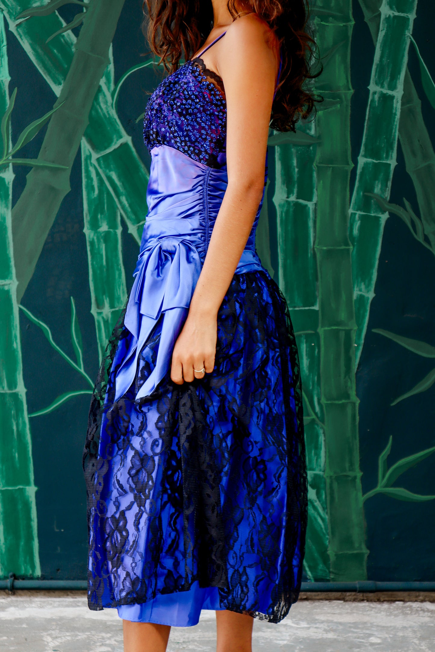 1980's Purple Sparkly Prom Dress