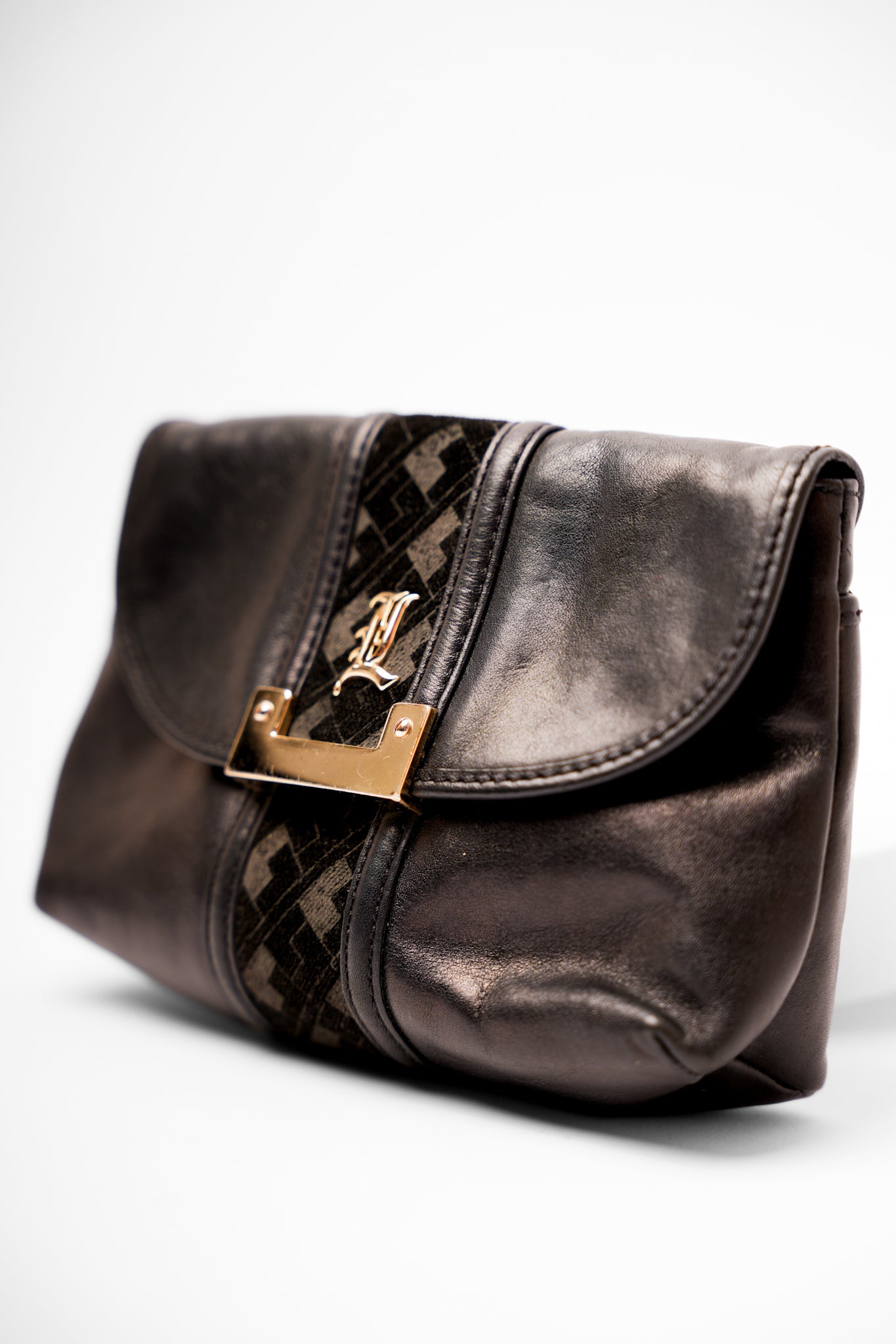 Y2K L.A.M.B Leather and Velvet Clutch