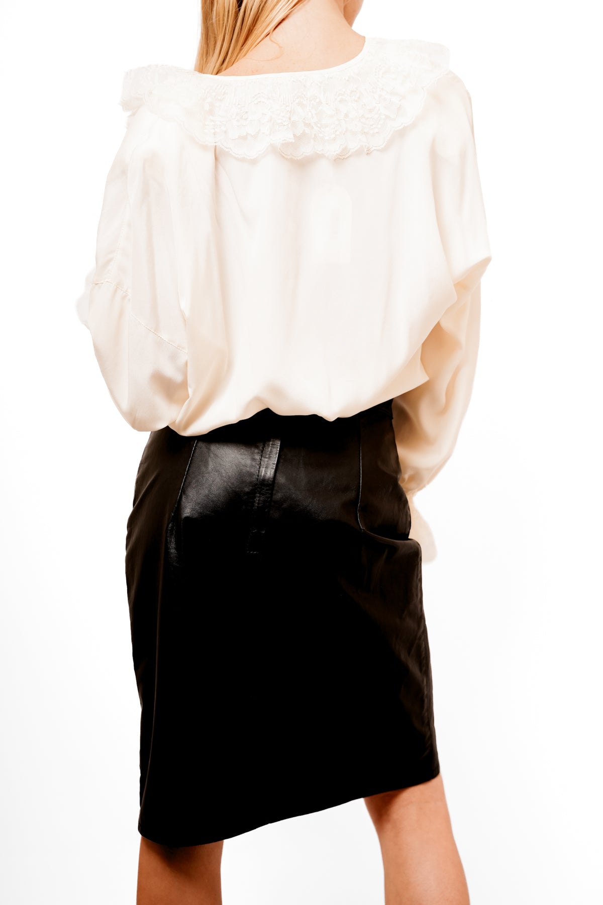 Robin Berry Black Studded Leather Pencil Skirt