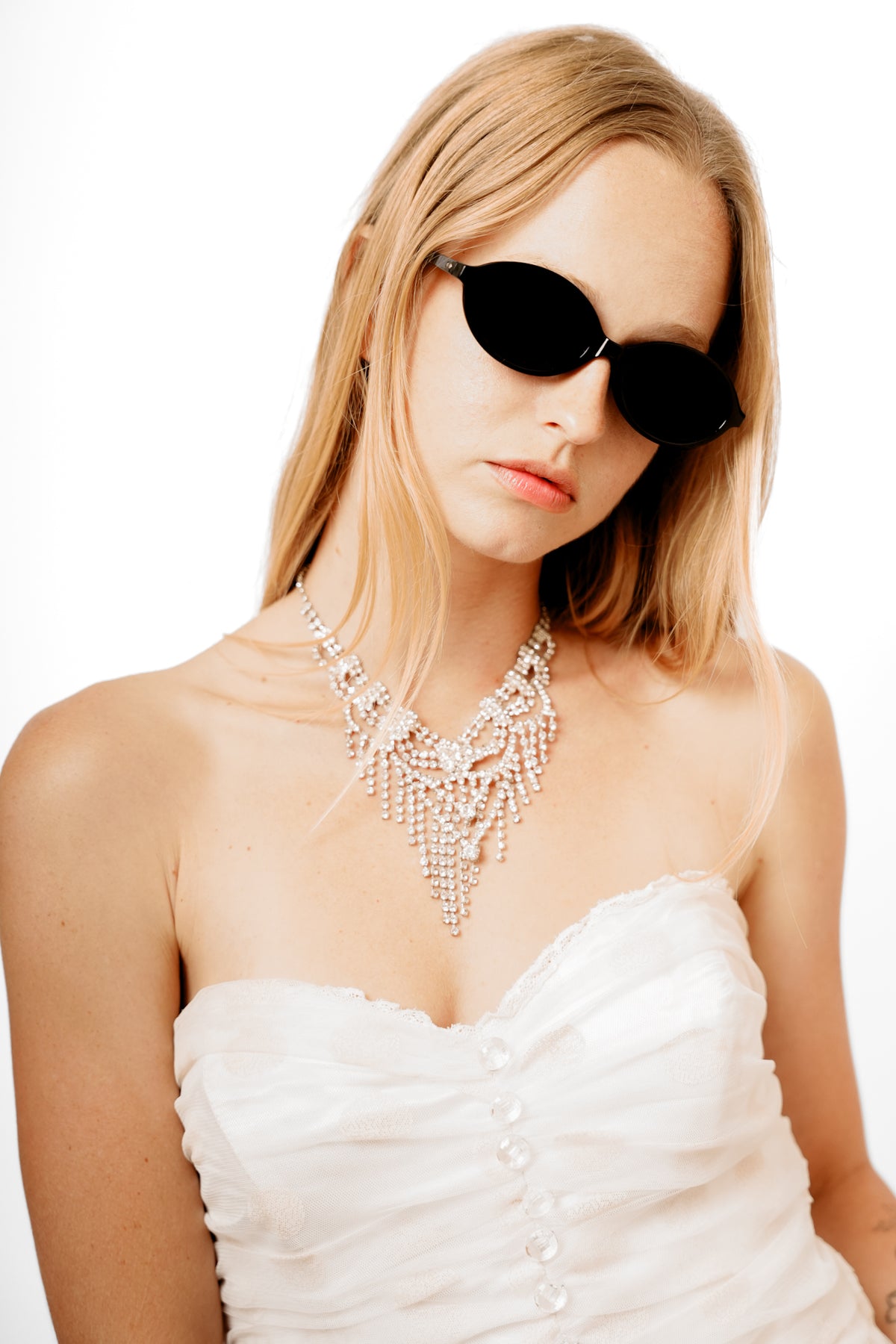 Vintage Rhinestone Fringe Necklace
