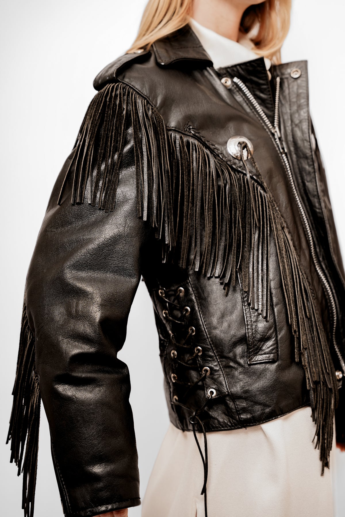 Vintage Leather Fringe Jacket