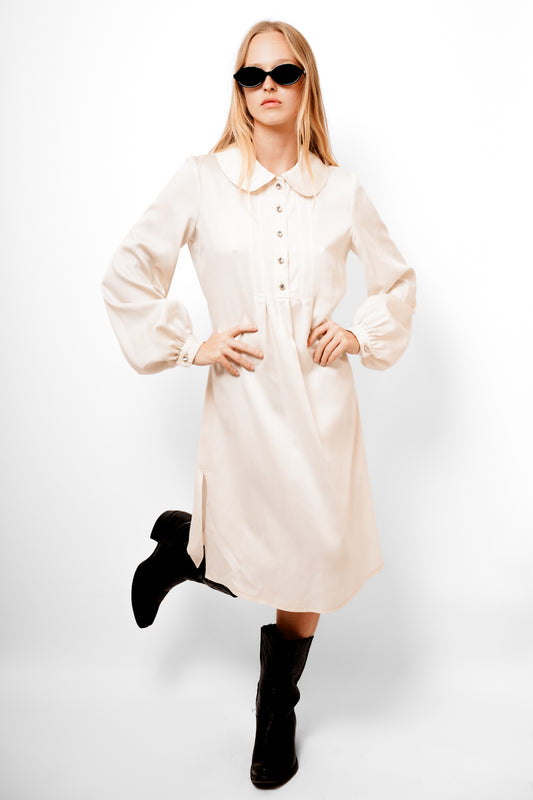 1980s Cream Night Dress
