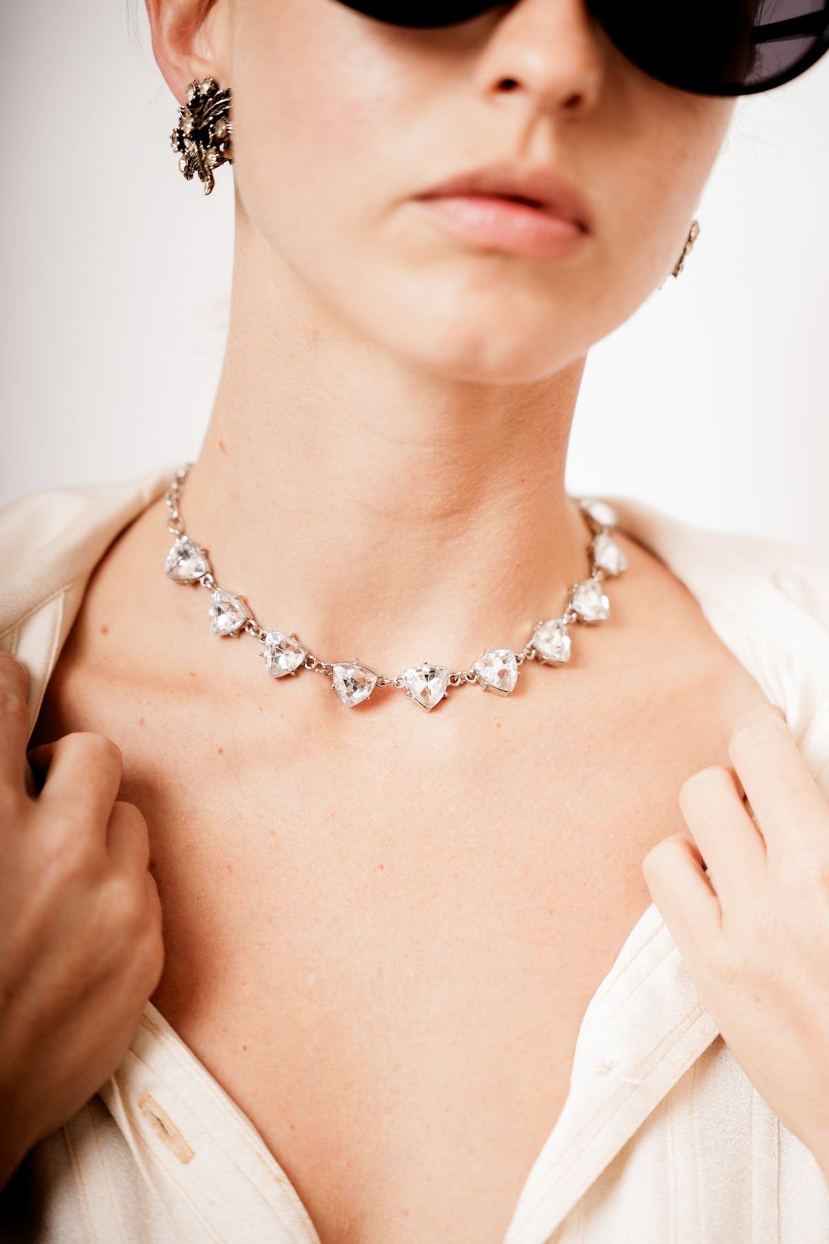 Vintage Silvertone Gem Necklace