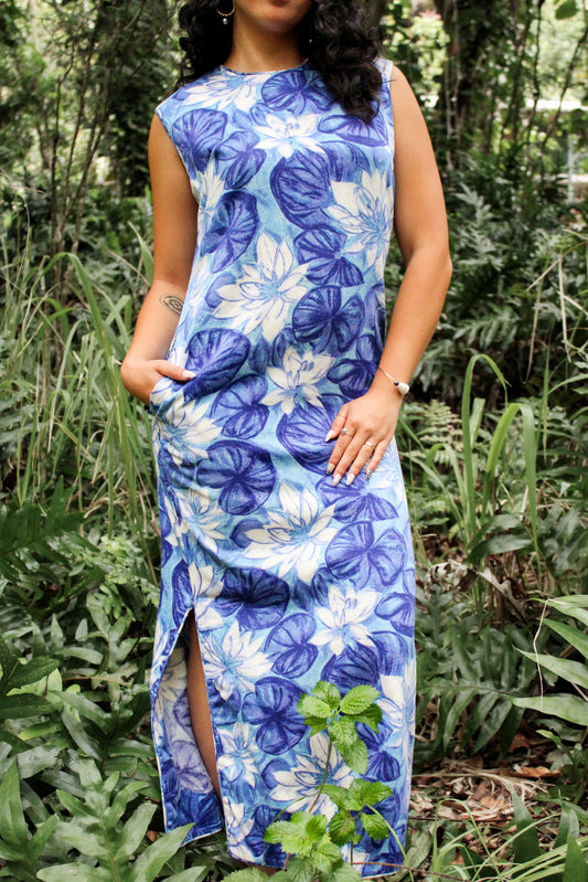 1970's Blue Lily Pad Muʻumuʻu