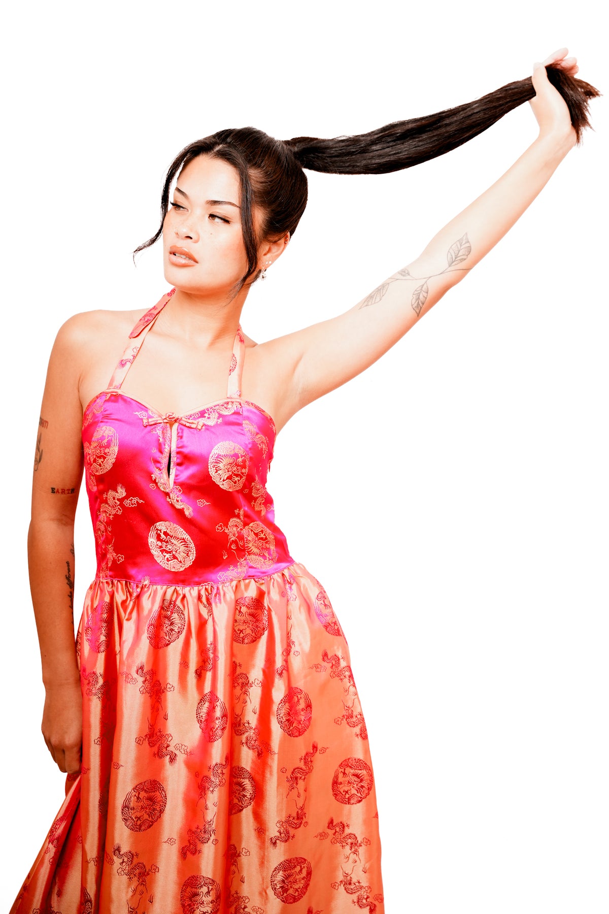 Pink & Peach Fire Dragon Dress