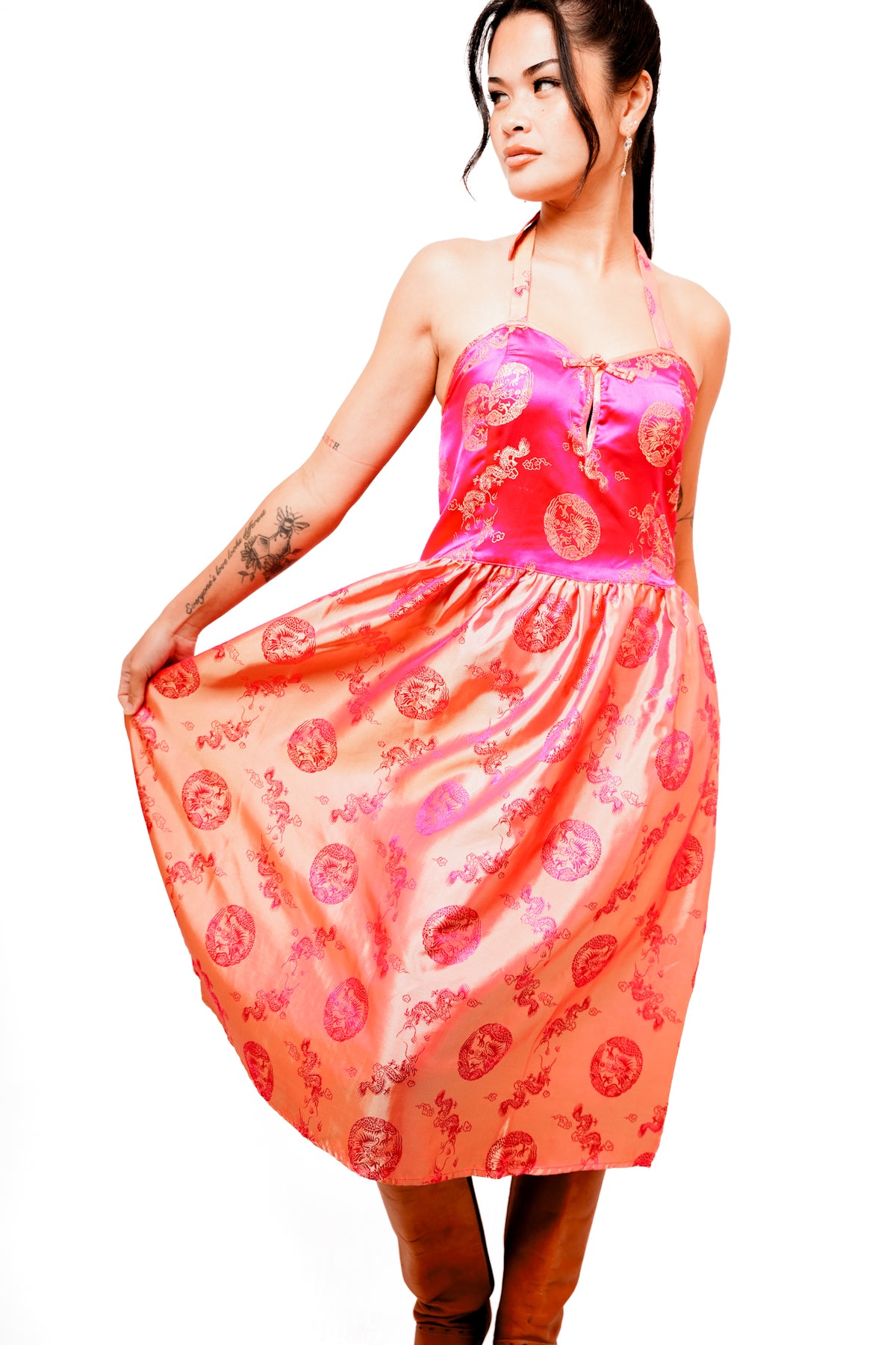 Pink & Peach Fire Dragon Dress
