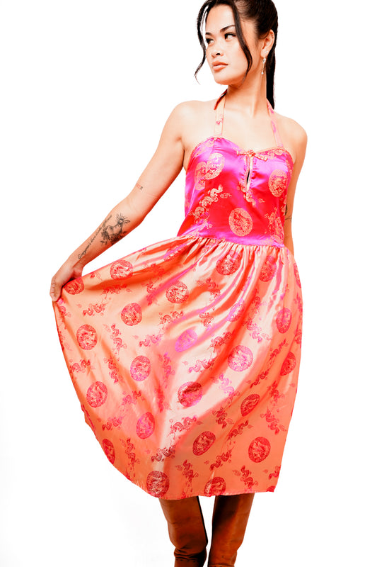 Pink & Peach Fire Dragon Dress