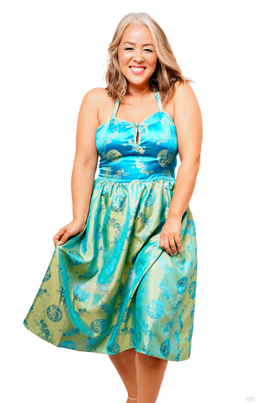 Blue and Green Fire Dragon Dress