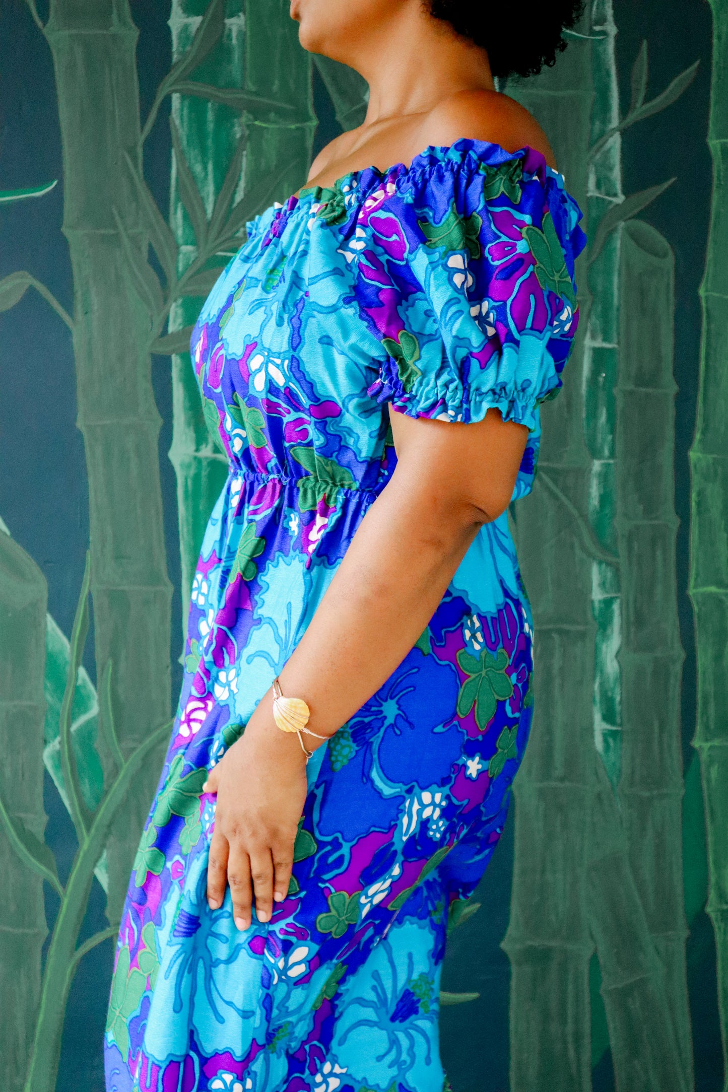 1970's Turquoise, Violet & Green Muumuu