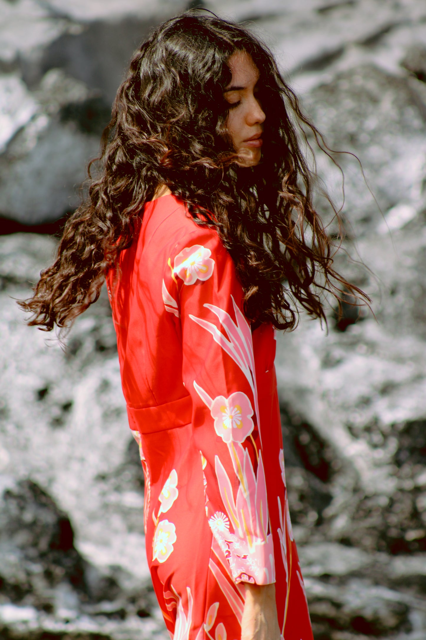 1960's Red Bamboo Muumuu