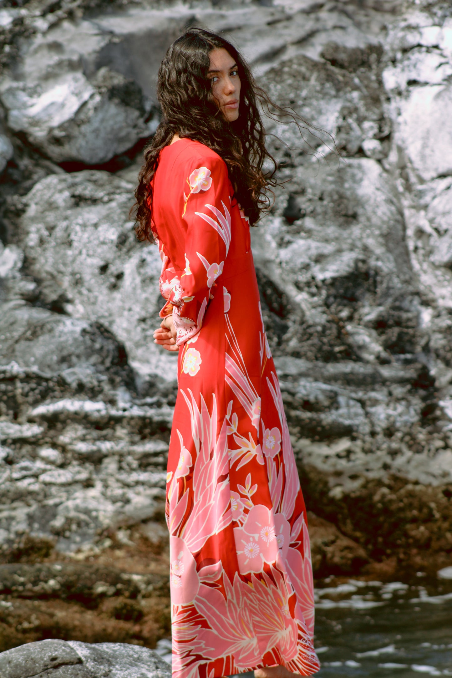 1960's Red Bamboo Muumuu