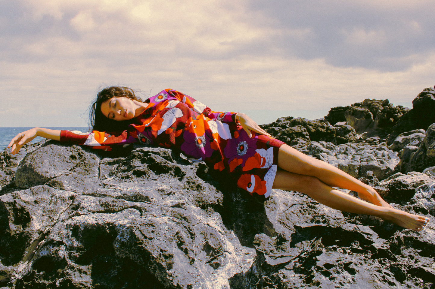 1960s Long Sleeve Floral Dress