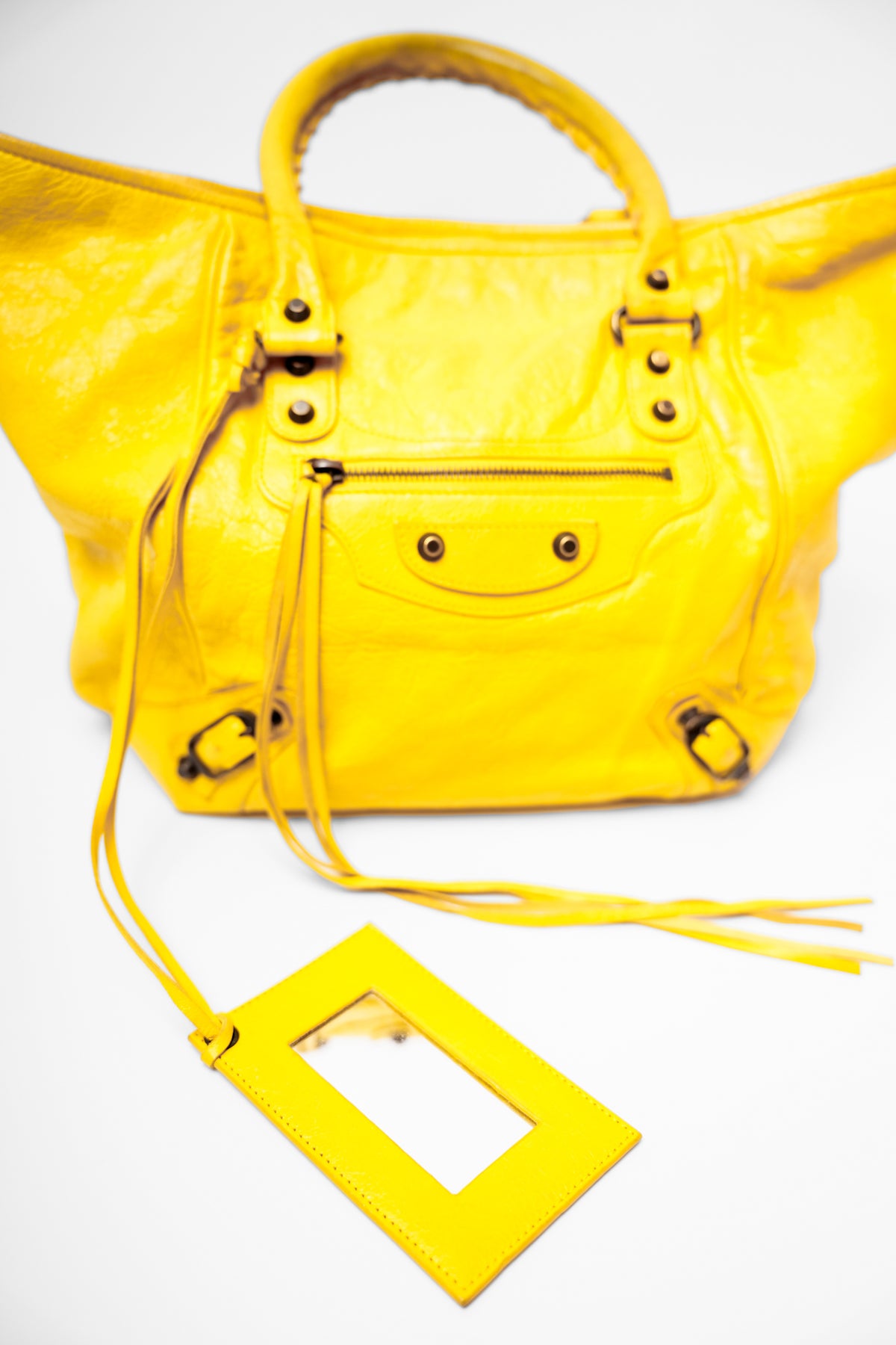 Balenciaga Yellow Leather Motorcycle Bag