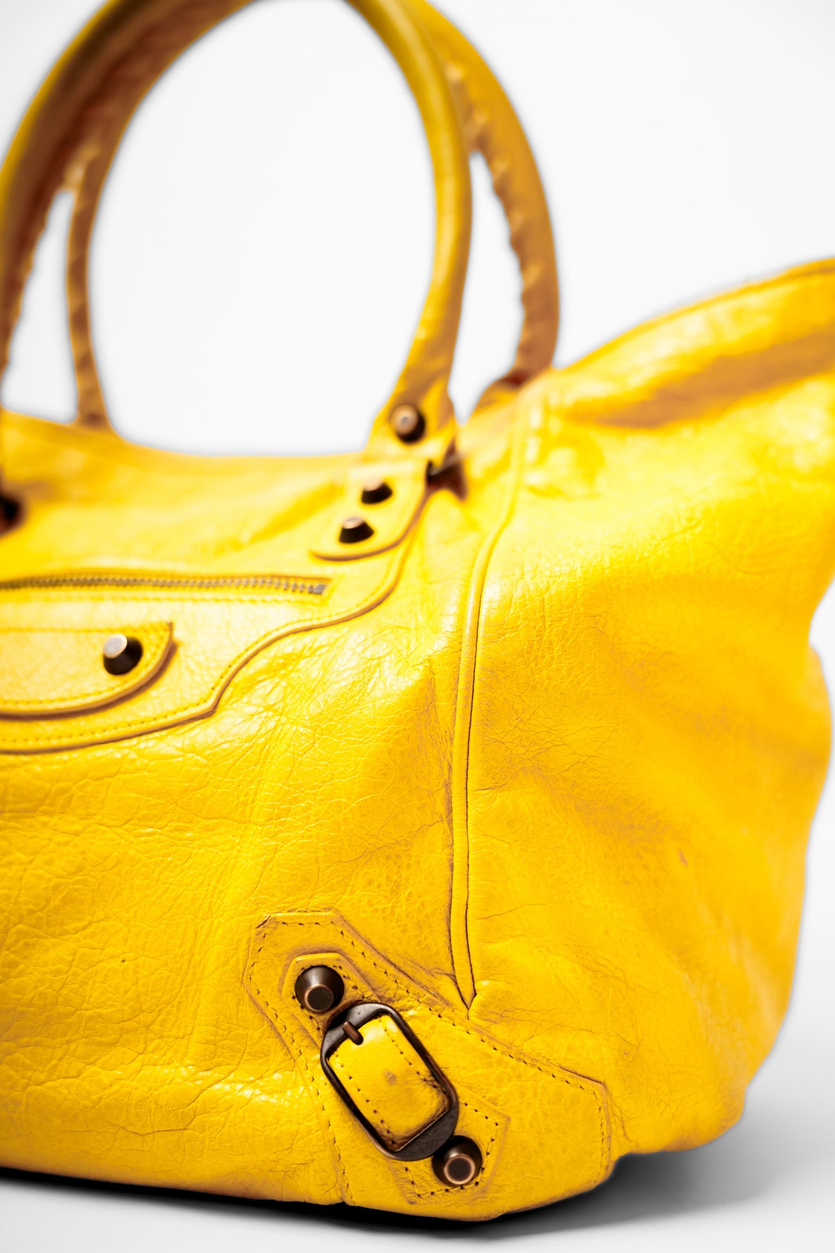 Balenciaga Yellow Leather Motorcycle Bag
