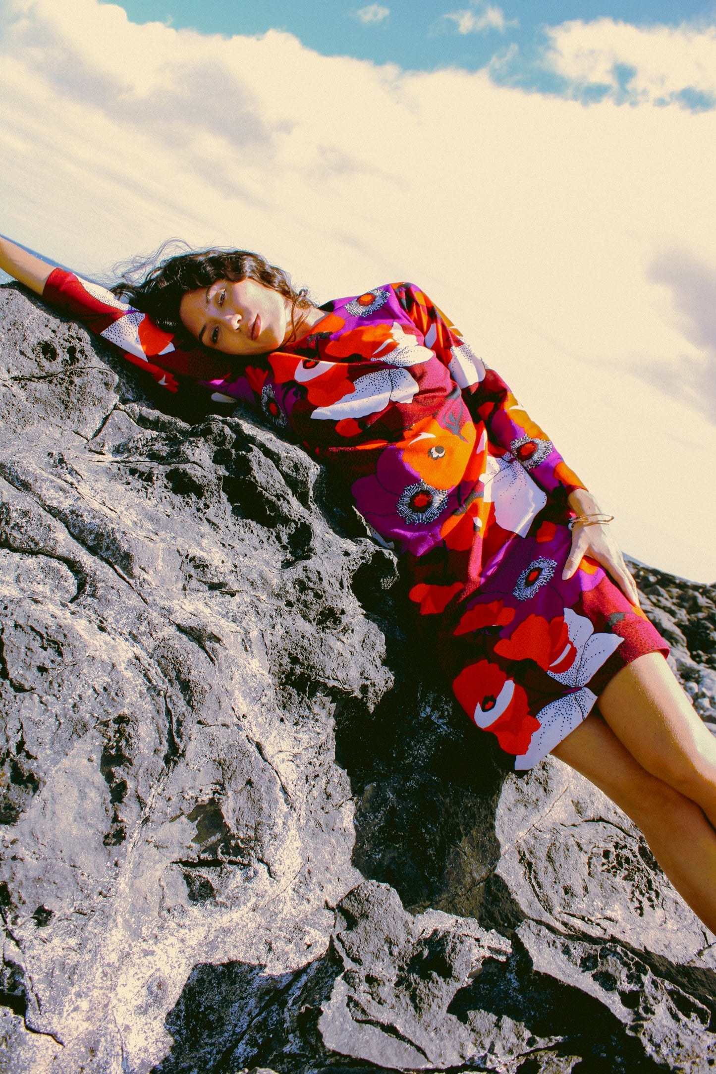 1960s Long Sleeve Floral Dress