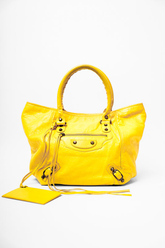 Balenciaga Yellow Leather Motorcycle Bag