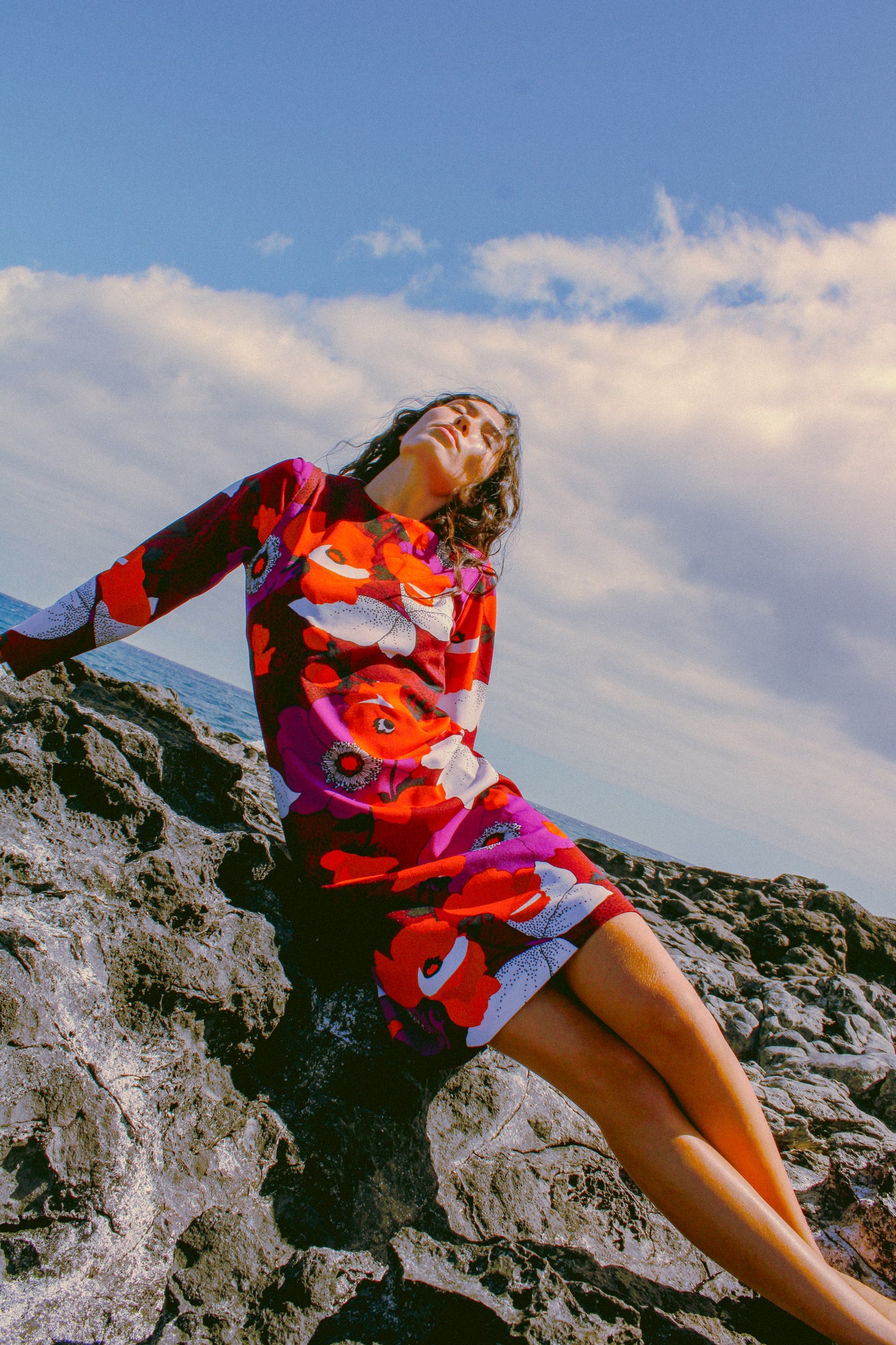 1960s Long Sleeve Floral Dress