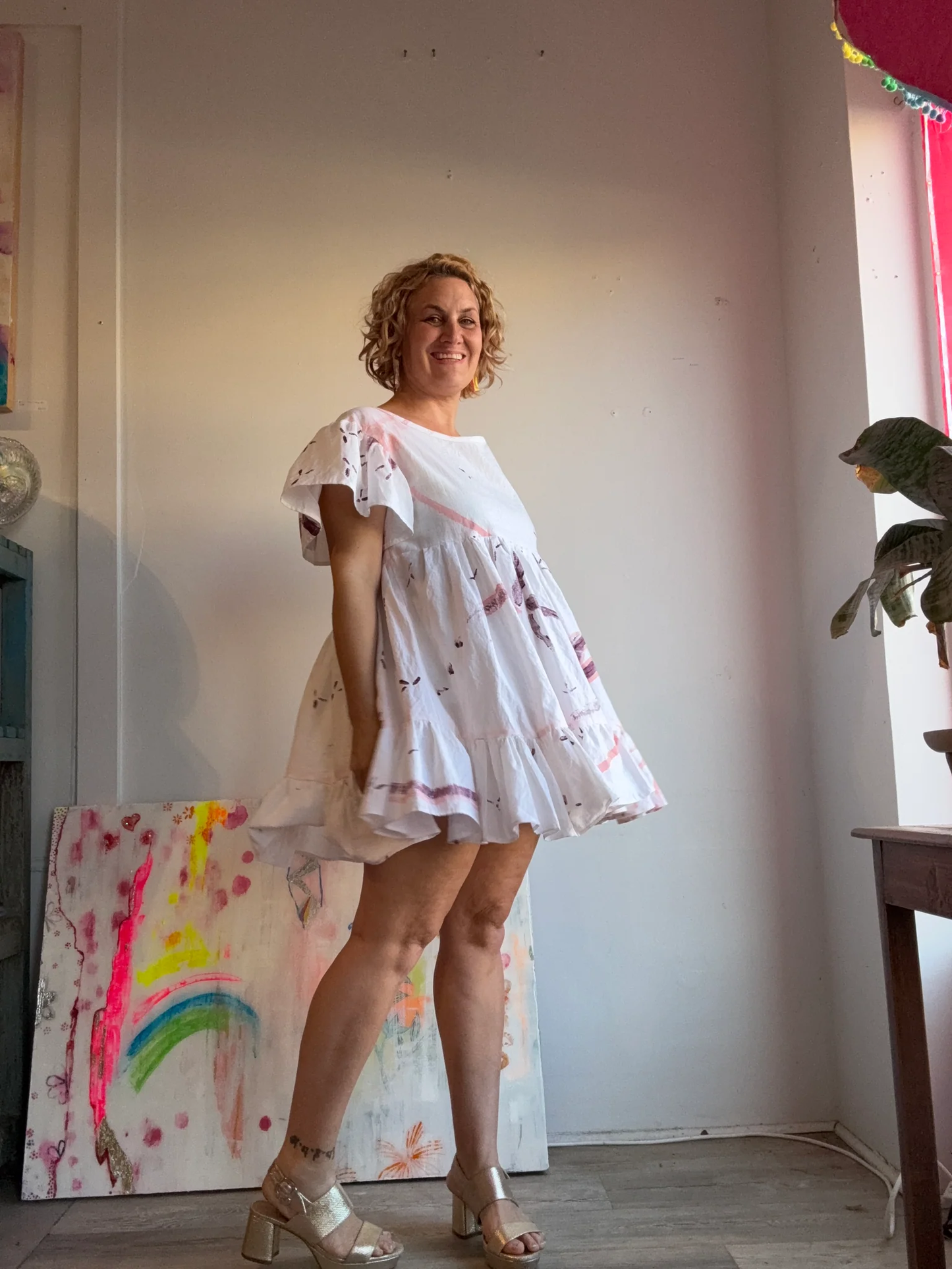 Hand Painted Linen Dress